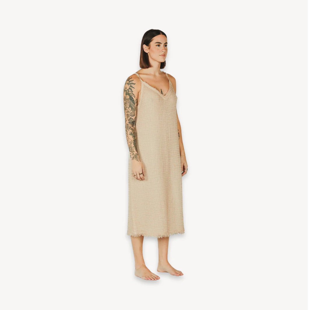 POKOLOKO Crinkle Strappy Dress - Beige