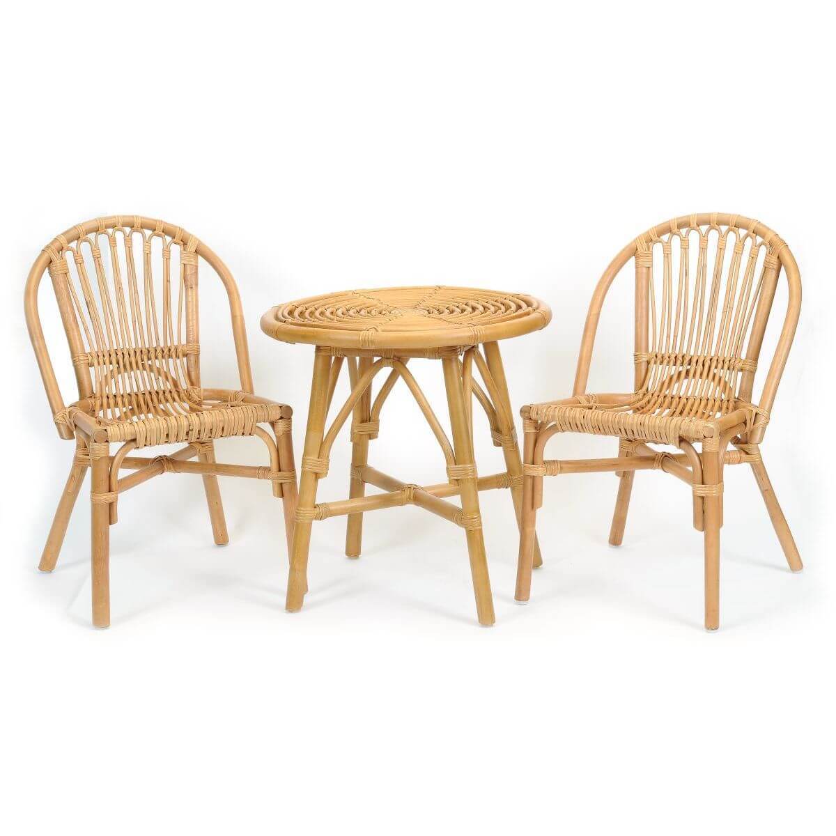 RATTAN KIDS TABLE SET 2 CHAIRS AND 1 TABLE