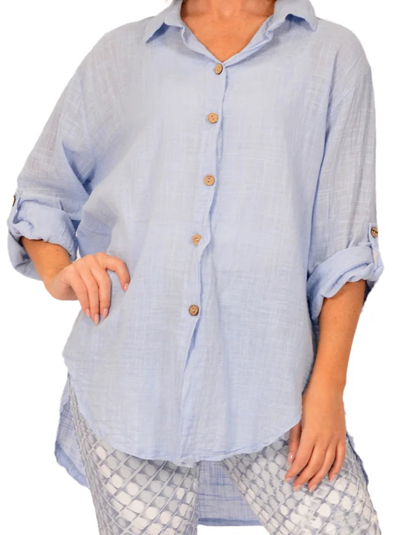 BLUE COTTON BUTTON DOWN