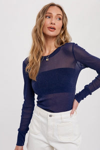 Metallic Fitted Mesh Top