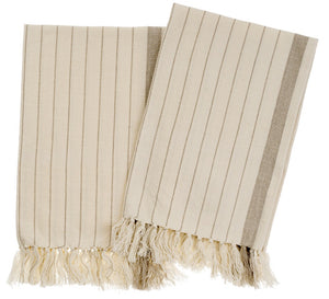 Pinstripe Hammam Hand Towels S/2, Stone 1-1017