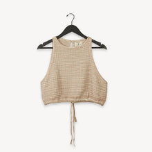 Load image into Gallery viewer, POKOLOKO - Crinkle Keyhole Tank Top - Beige
