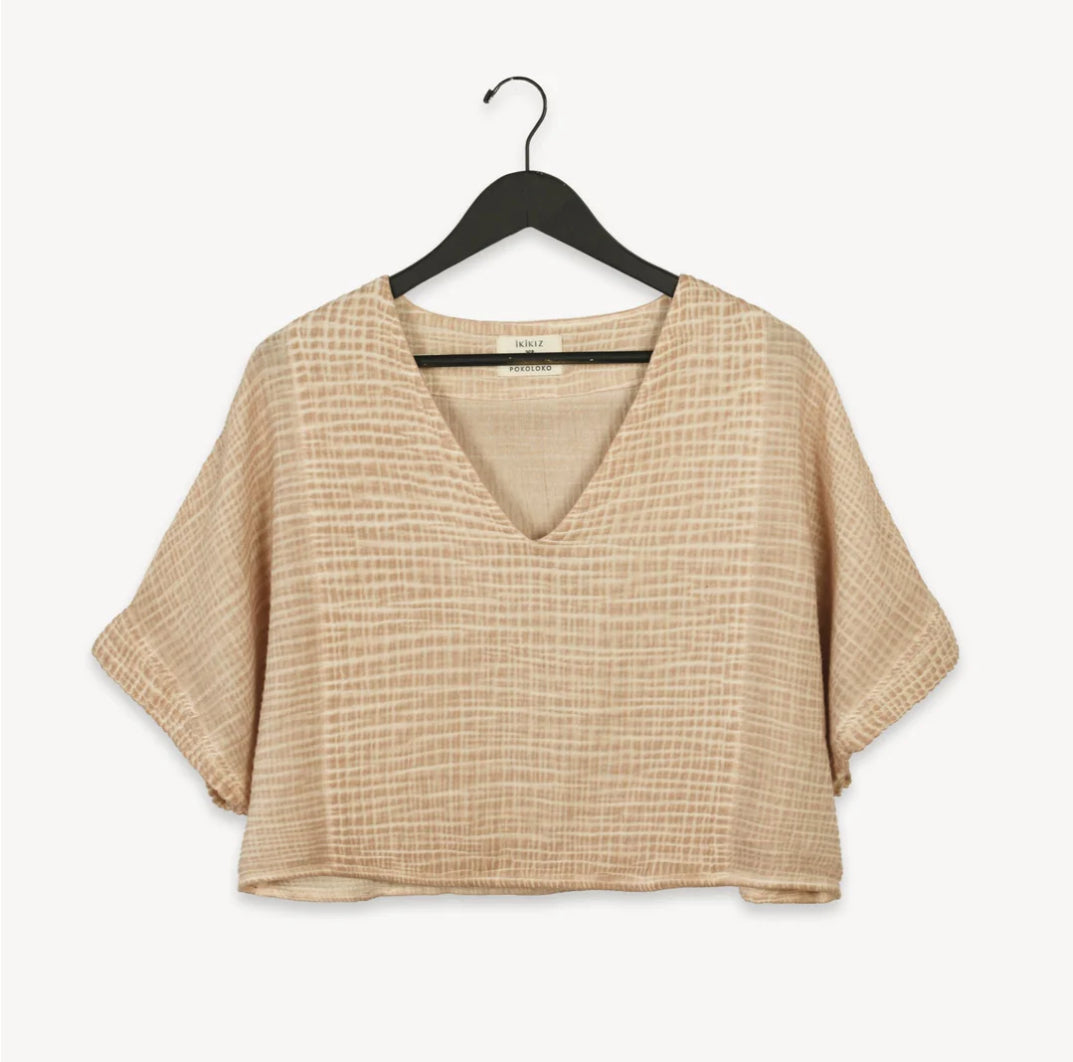 POKOLOKO Crinkle Top Beige