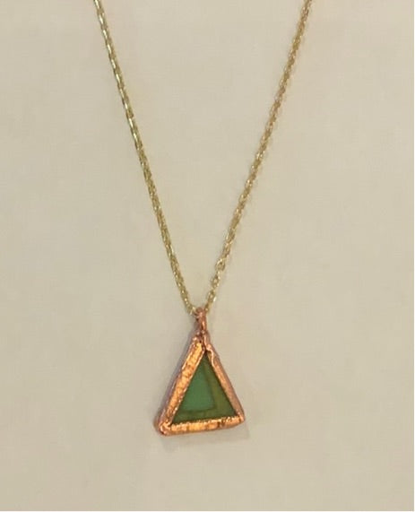The Gemstone Haven Green Triangle Beach Glass Necklace
