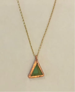 The Gemstone Haven Green Triangle Beach Glass Necklace