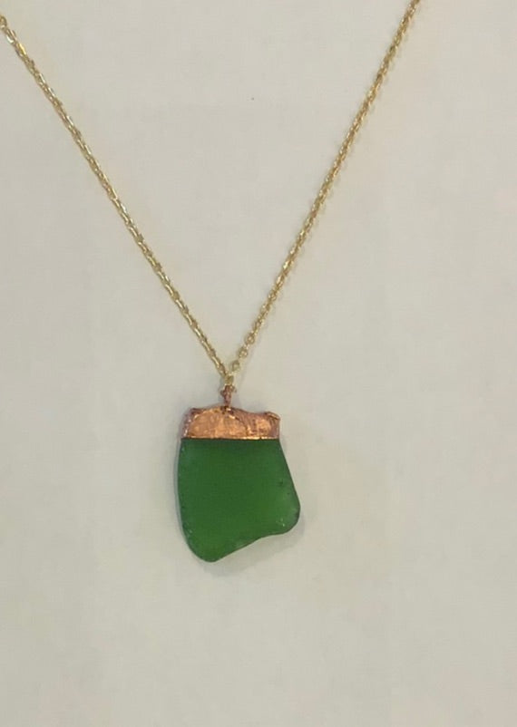 The Gemstone Haven Green Beach Glass Necklace