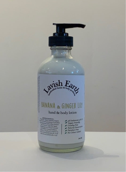 Lavish Earth Hand and Body Lotion - Banana & Ginger Lily