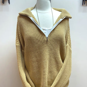 Half Zip Sweater (Mustard/Beige)