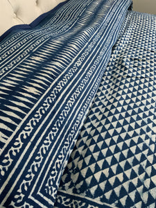 Indigo Block Print Batik Duvet Cover