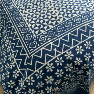 Indigo Block Print Batik Blanket