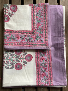 Table Cloths with Napkins- Block Printed Botanicals Mughal Style