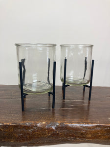 Black Wire Stand with Glass Jar