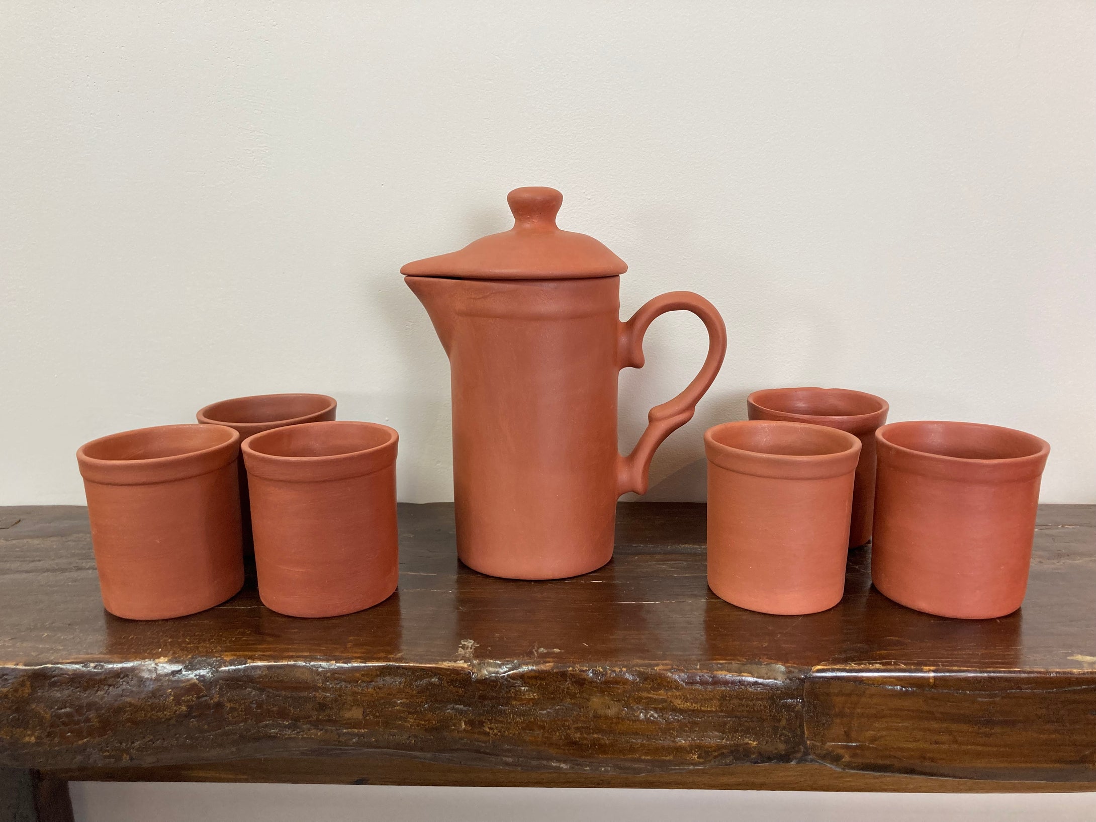Pitcher with Clay Cups.  1 jug / s6 cups