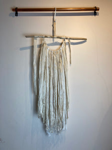 Macramé Wall Hanging - Upcyled Sari Silk Cream