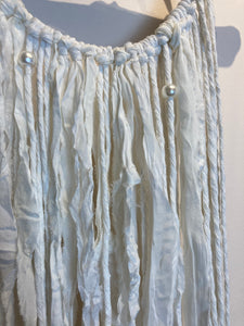 Macramé Wall Hanging - Upcyled Sari Silk White