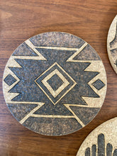 Load image into Gallery viewer, Desert Collection Aztec Design - Cork Trivets - Plaid and Peaches - Medium

