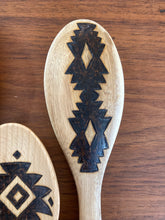 Load image into Gallery viewer, Desert Collection Aztec Design - Burned Wooden Spoons - Plaid and Peaches
