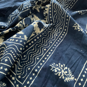 Indigo Block Print Batik Blanket