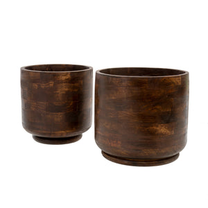 Bungalow Wooden Pot, Set of 2